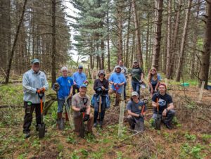 Volunteers at the Beckwith Preserve tree planting workday