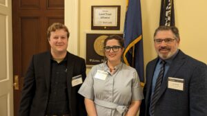 Ian Ableson from Six Rivers Land Conservancy, Susan LaCroix from Legacy Land Conservancy, and Tom Nelson from Leelanau Land Conservancy